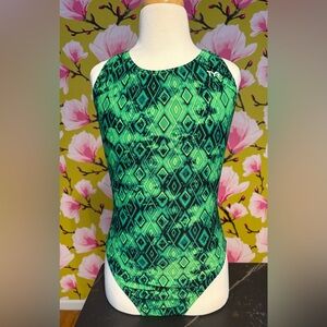 Green Geometric One Piece Swimsuit